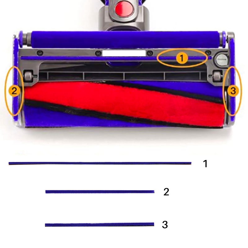 Description Picture 4 of itemA38F 3Pcs Soft Plush Strips for Dyson V6 V7 V8 V10 V11 Vacuum Cleaner Soft Roller Head Replacement Accessories Parts
